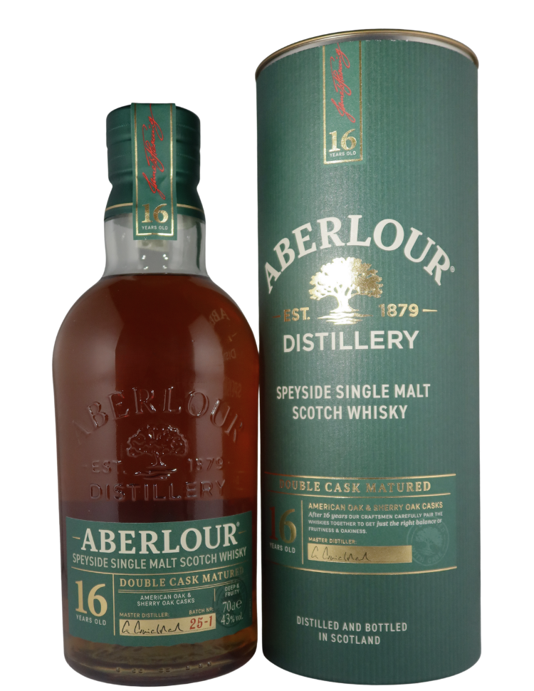 (ABERLOUR16) Whisky Aberlour Scotch Single Malt Highland 16 ans Double Cask Matured 70cl étui Q1